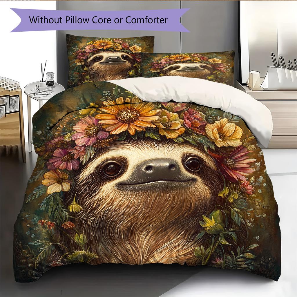 Vintage Animal Pattern Bedding Quilt Set Quilt Cover Pillowcase Home Decoration Gift (1 * Duvet Cover + 2 * Pillowcase, Without Core)