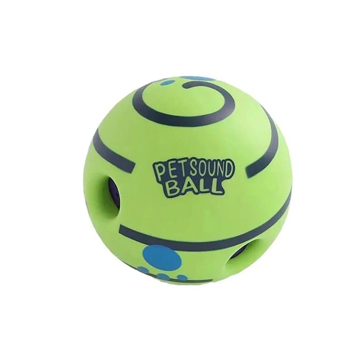 

New Funny Wobble Wag Giggle Ball Non-toxic Rolled Interactive Toys No Batteries Required Pet Squeakers Dog Toy 8cm зелёный