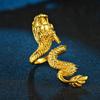 Dragon Head Open Ring Unisex 24K Gold Au999 - Rich Gold Dragon Luster, Hand-Friendly Open Design, Mellow 24K, Reliable Au999