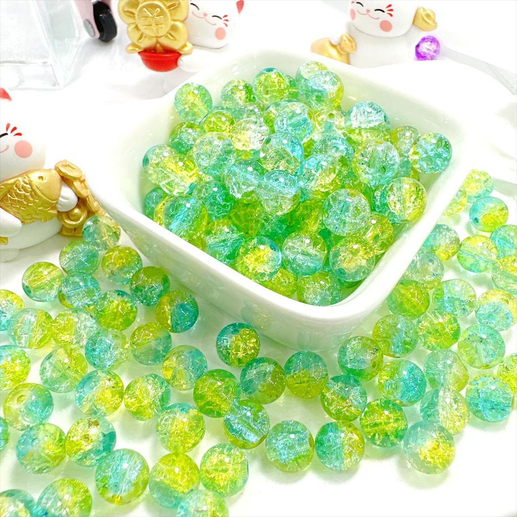10mm Crackle Glass Round Beads, Loose Spacer Beads DIY Accessories for Bracelet Making 50pcs