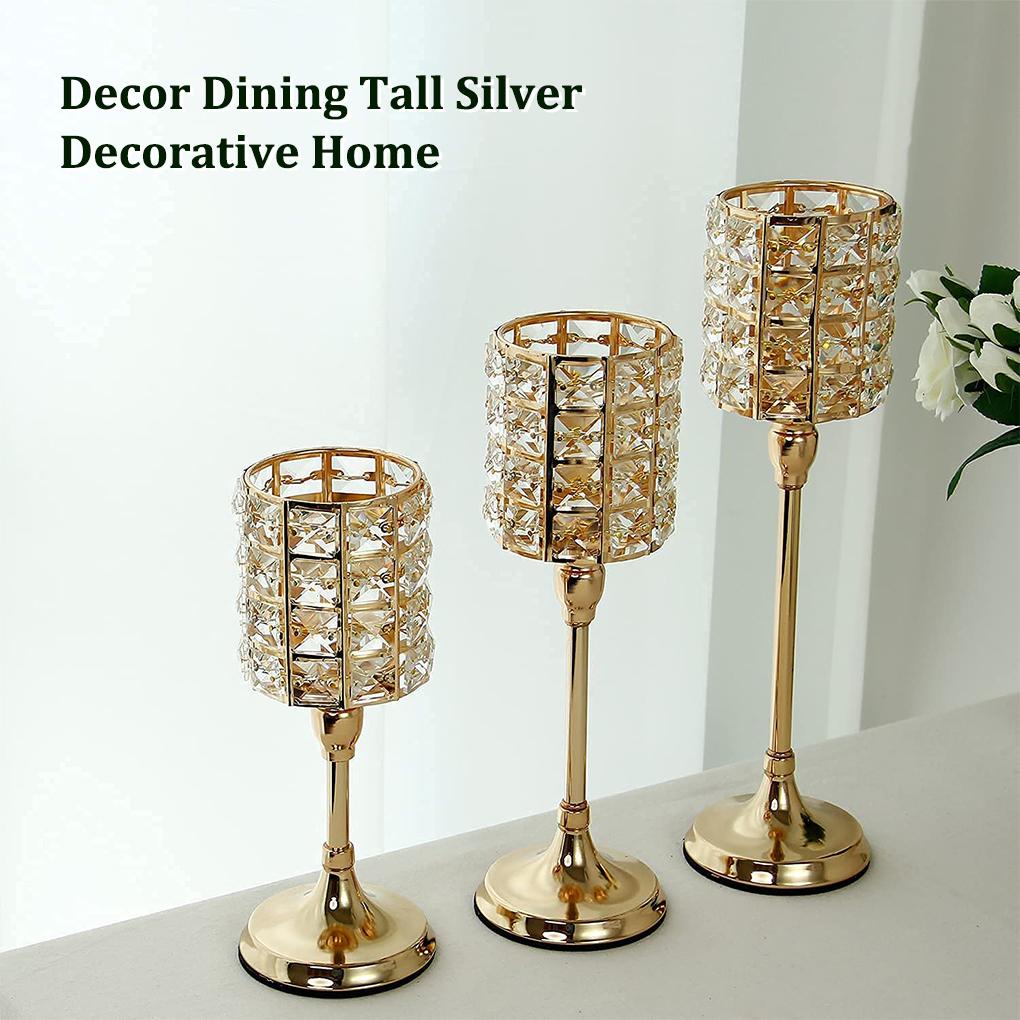 YY.Home Crystal Candle Holder Table Centerpiece Gold Wedding Party Candlestick Home Tabletop Stand Gift Decoration