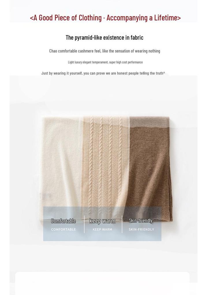 Women's 100% Pure Cashmere Color Block Knit Scarf – Stylish, Warm, and Versatile