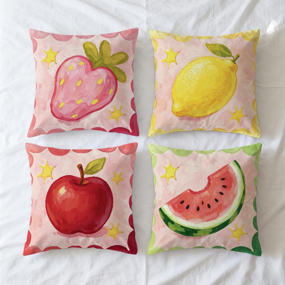 Handpainted Watercolor Fruit Cubes Cushion Cover Square Decorative Throw Pillow Case Sofa Bed Living Room Anniversary Gifts