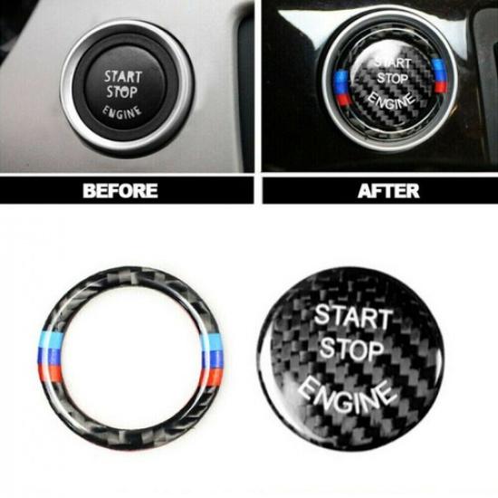 Engine Start Stop Button Cover Carbon Fiber Ring For BMW E90 325i 328i 330i 335i