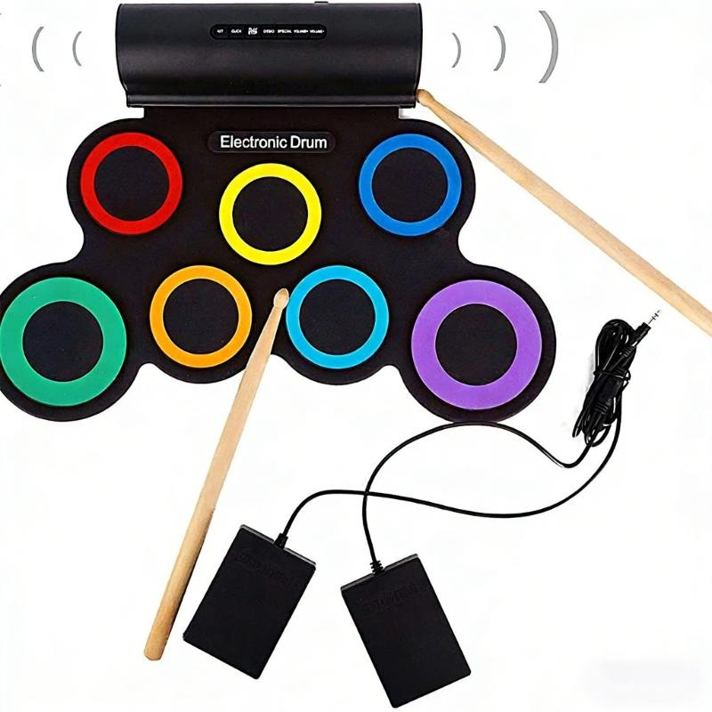 

Electronic Drum Pad with Foldable Feature USB Connectivity and Sound Interfaces for Headphones External Speakers 1