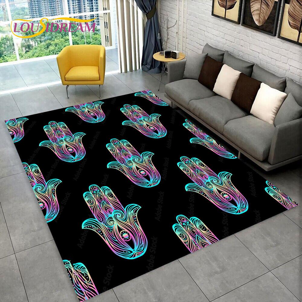 Nazar Nazar Gözü Hayat Ağacı Alan Halısı, Ev Oturma Odası Yatak Odası Kanepe Kapı Paspası Mutfak Dekoru için Halı, Çocuklar Oyun Kaymaz Zemin Paspası