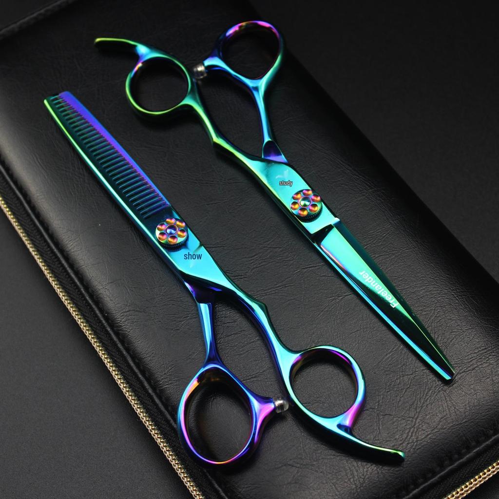6.0" GM11 Green Hairdressing & Barber Scissors Set: Straight, Bang, & Thinning Shears
