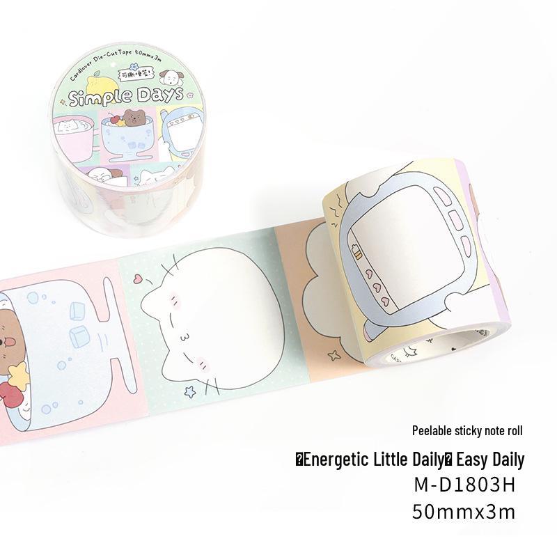 Letters Lover Tearable Sticky Note Roll - Energetic Daily Series Cartoon Cute Journal Border Stickers