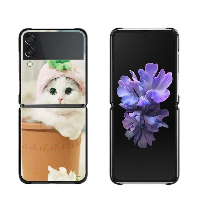 Cute Cat Kitten Phone Protective Case For Samsung Galaxy Z Flip3 5g Back Cases For Samsung Z Flip Capa Black Shell Fundas