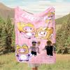 1pc LankyBox, Cute, Characters Digital Printed Flannel Blanket, Super Soft Plush Fleece Bed Cover, Multipurpose Four Season Blanket for Sofa