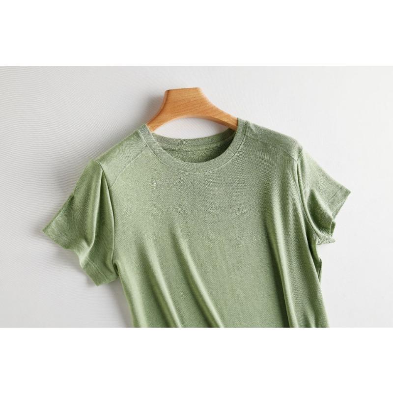 

Женская ацетатная тенсельная футболка Slim T-shirt Hundred Fashionable Tops Soft Skin Friendly Slash с короткими рукавами XL зелёный