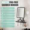 Lighted AntiFog Shower Mirror for Shaving 3 Color Modes Dimming Fogl with Light 360Rotation Rechargeable Shower Mirror with Sto