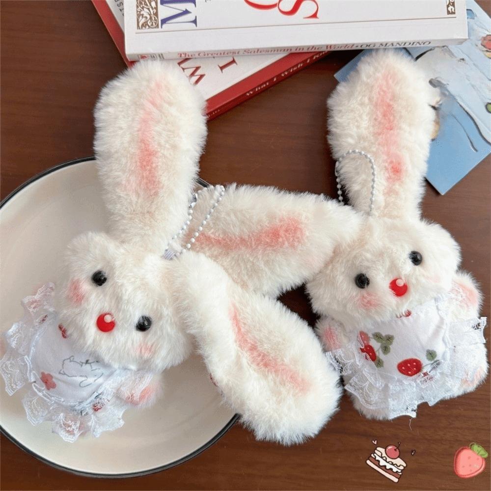Cartoon Design Plush Rabbit Keychain Cute Long-eared Rabbit Pendant Stuffed Keyring  Couple Items