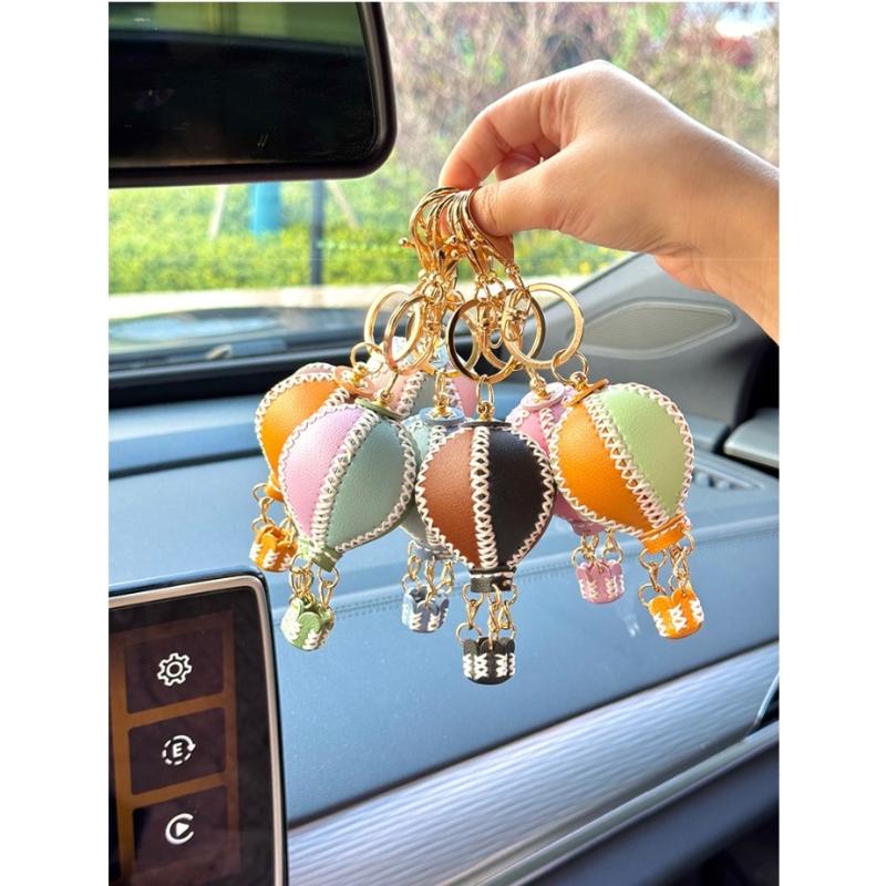 Phone Straps  Air Balloon Diy Keychain Leather Versatile Car Key Ring Handmade Ins Keychain Lanyard Bag Charms