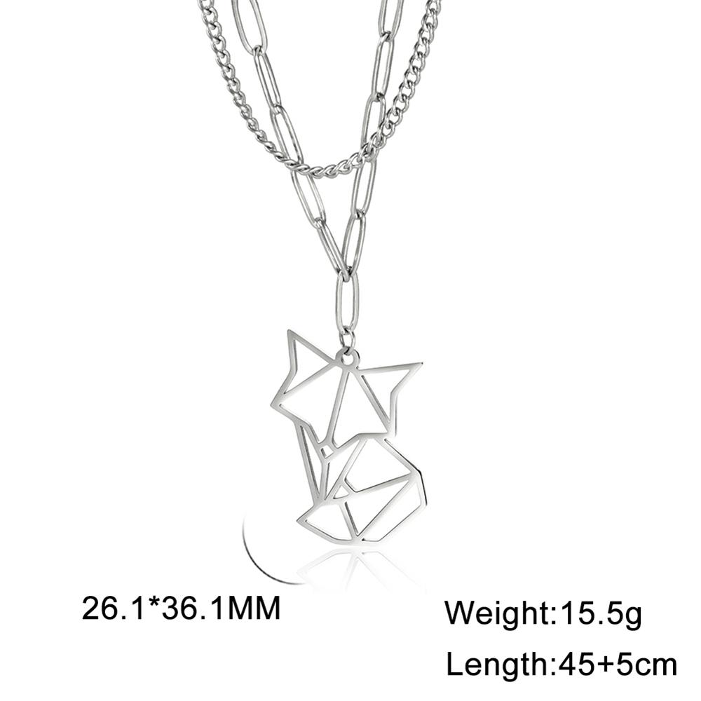 Cazador Hollow Fox Pendant Necklaces for Women Cute Animal Neck Chains Stainless Steel Jewelry Birthday Gifts Wholesale