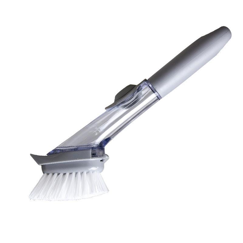 Kitchen Washing Tools Long Handle Good Grip Dish Brush Dish Scrubber with Soap Dispenser 26*15*15cm серый