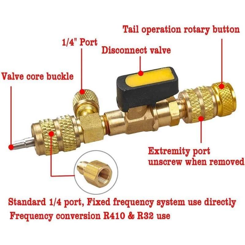 Instrumente de reparare a conductelor de aer condiționat pentru R22 R410A, instrument auto, extractor de rulmenți, instrument de instalare, dublă dimensiune SAE1/4 și 5/16 port