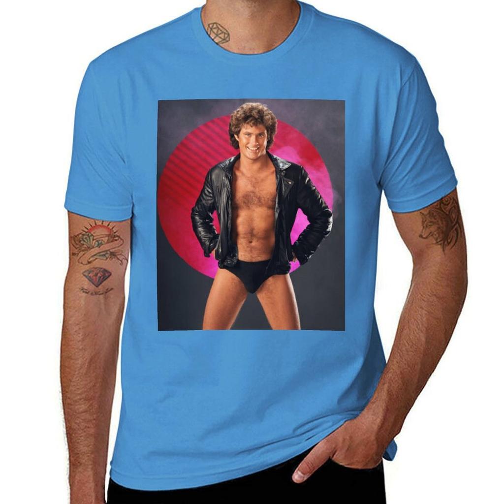 David Hasselhoff Vintage Tshirt Summer Clothes Quickdrying Funnys Plain Mens Clothing
