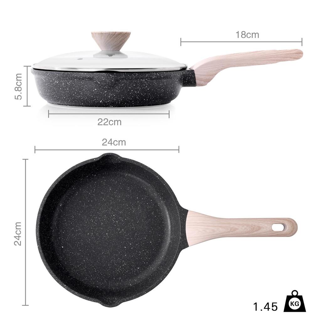 Non-Stick Flat-Bottomed Frying Pan for Steak, Omelette, Pancake, Breakfast, Stir-Fry, Gas & Induction Cookers