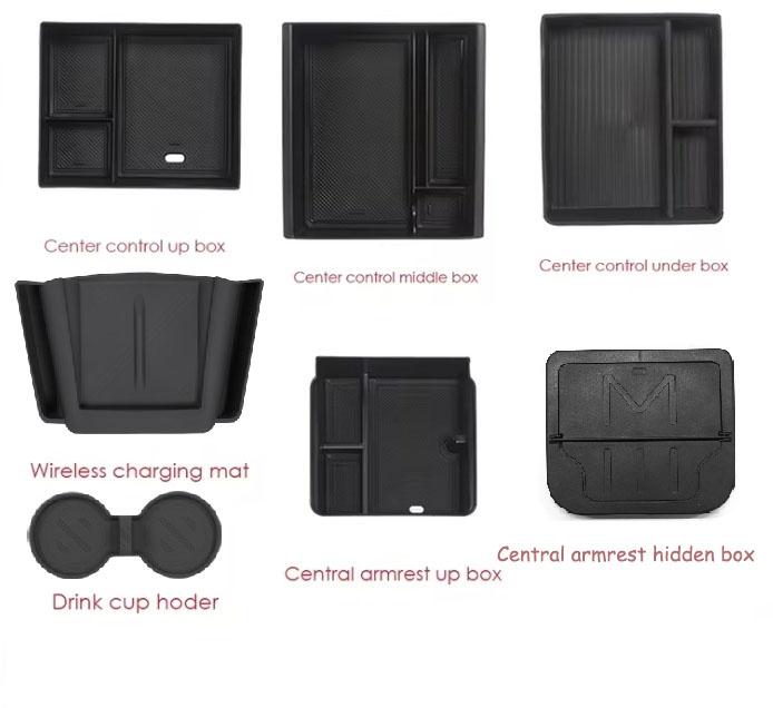 For Tesla Model 3 Highland 2024 Storage Box Model3 2025 Center Console Armrest Storage Box Cup Mats Stowing Tidying Accessories