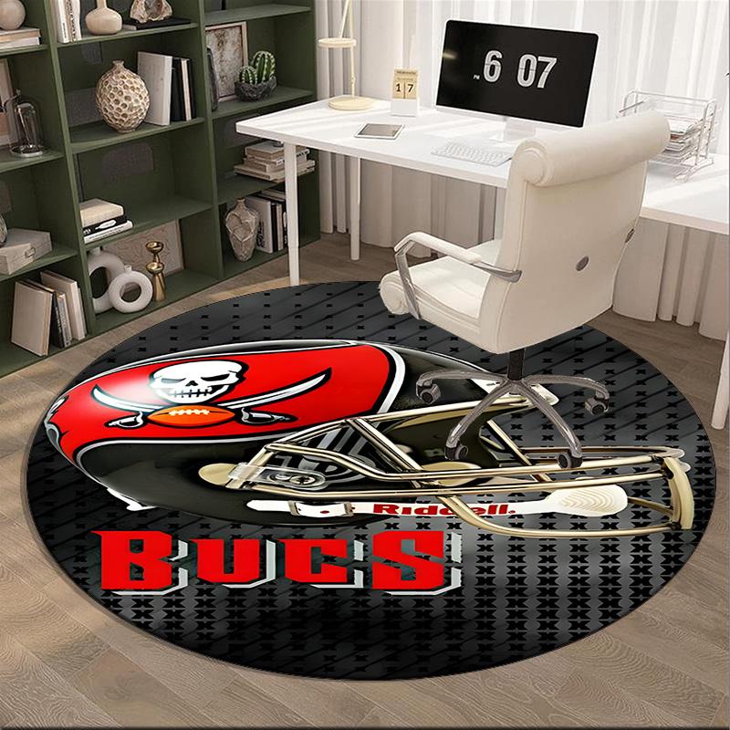 Buccaneers Team Spirit Round Rug for Livingroom,Bedroom, Palyroom, Chair Rug, Area Rug, Circle Carpet, Large Size Fan Christmas Gift