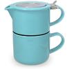 ForLife Ceramic Mug 414ml Holds 2 Includes Tea Dishwasher Lid Stays Easy Turquoise and Tea for 347Trq & Teapot, Capacity, Cups, Strainer, Safe, Put,