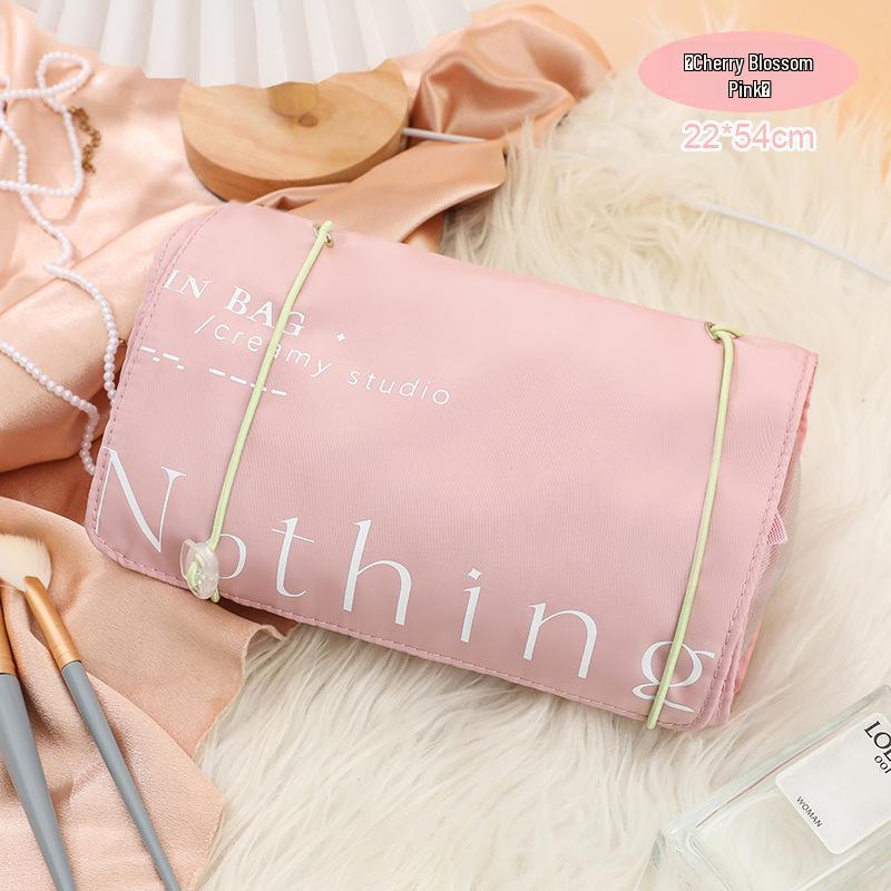 

Портативная вместительная косметичка и туалетные принадлежности со съемным сетчатым слоем розовый