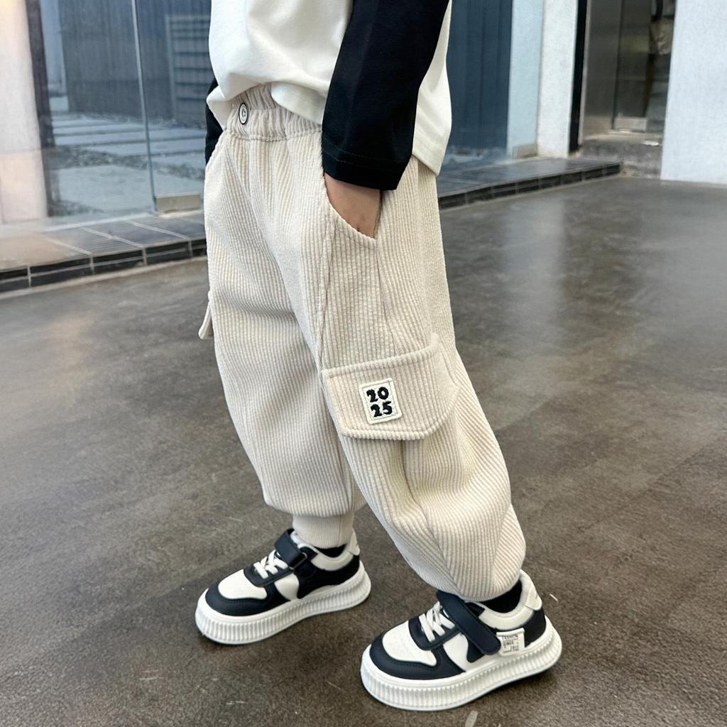 Boys' Cargo Trousers - Spring & Autumn 2025, Casual Korean Style for Small & Medium Children
