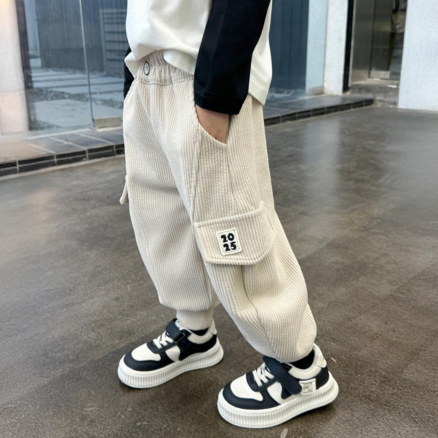 

Boys Cargo Trousers - Spring & Autumn 2025, Casual Korean Style for Small & Medium Children 140 cm абрикосовый