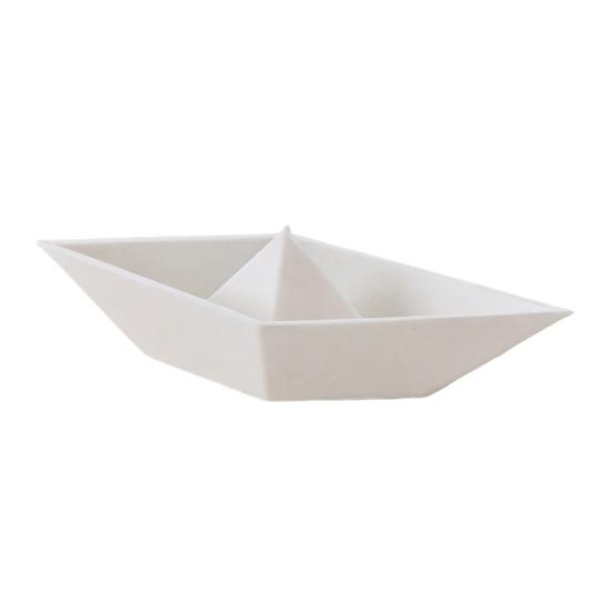 3D Printed Origami Boat Model, Minimalist Paper Boat Desk Figurine for Home Office Desktop, Bookshelf, Mantel Decor белый
