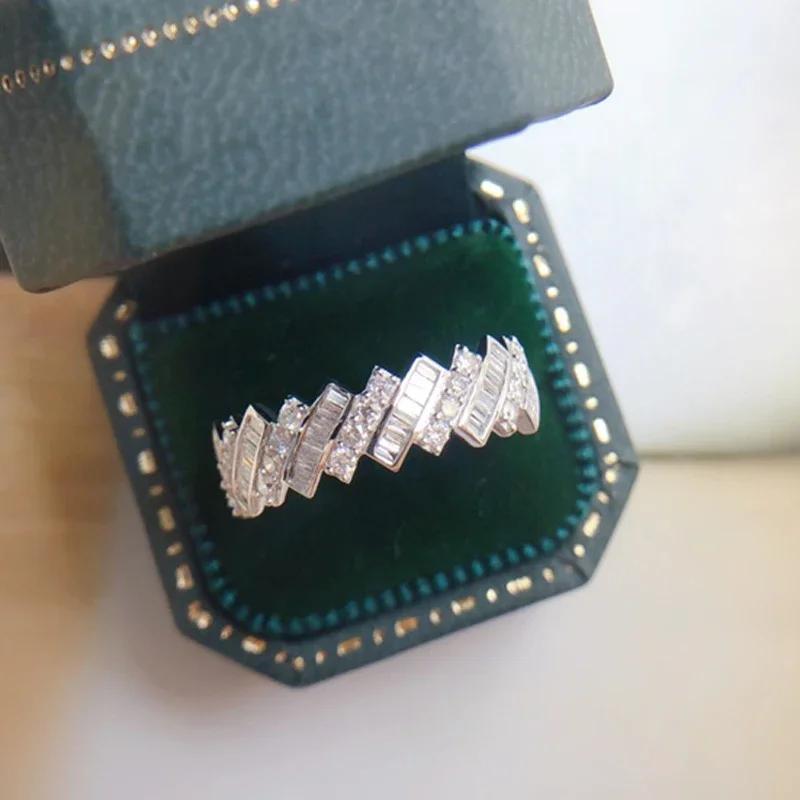 

New Geometric Irregular Shaped Women Band Rings with Crystal CZ Stone Copper Color Fashion Versatile Female Zircon 6