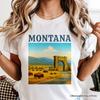 Rustic Montana State Wildlife and Landmark T-and Kids Tshirt, Yellowstone Entrance Tee and Western Prairie Souvenir