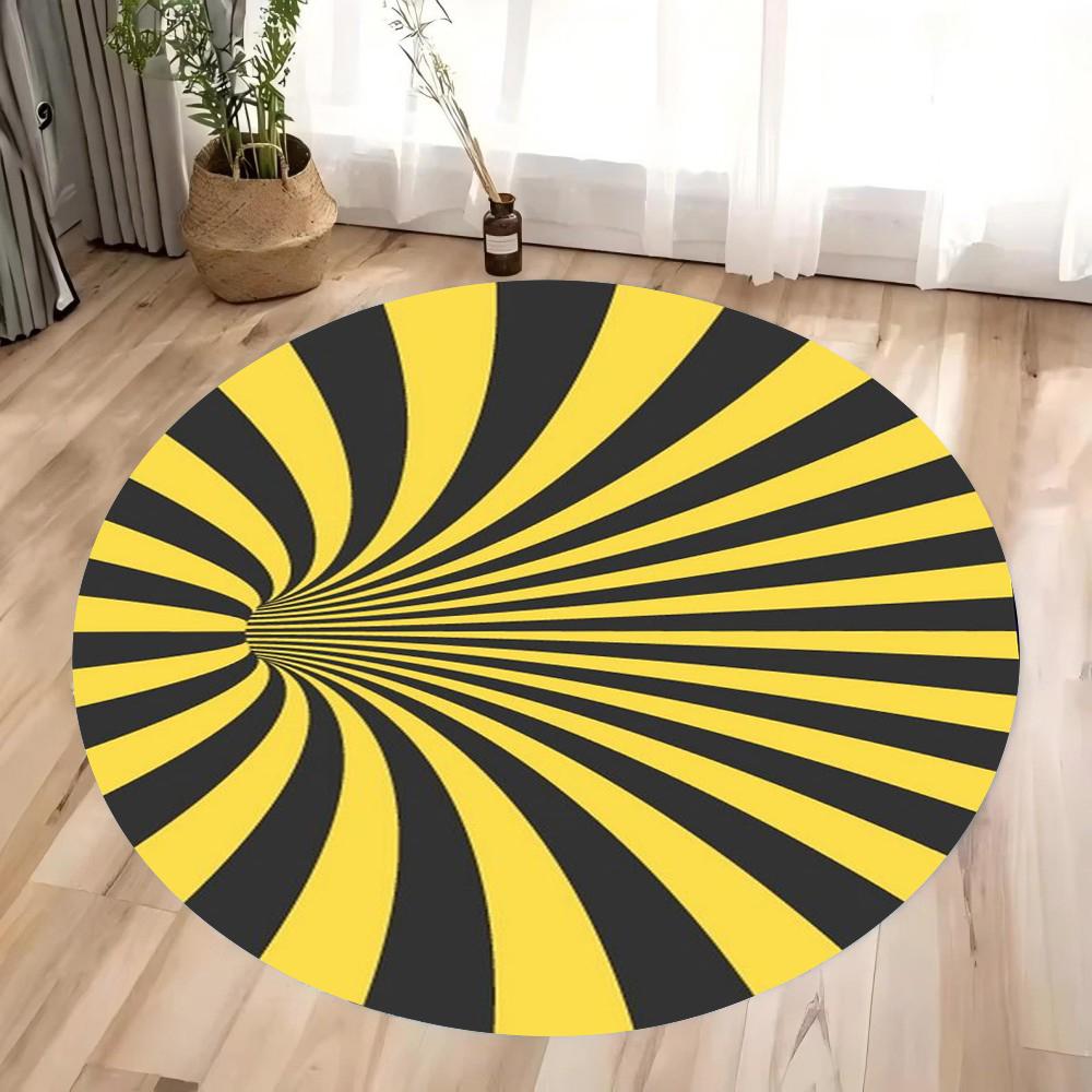 3D Checkered Round Area Rug Bedroom Kitchen Mat Washable Indoor Floor Accent Bathroom Carpet for Living Room Home Office Hallway