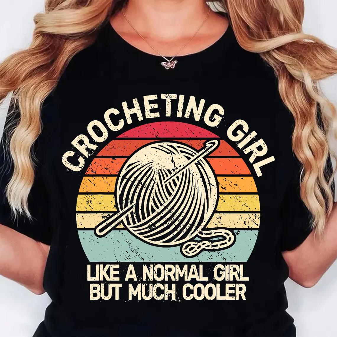 

Funny Crochet Tshirt Womens Knitting Quotes Tshirt Street Clothing Harajuku Round Neck Tshirt Womens Clothing S