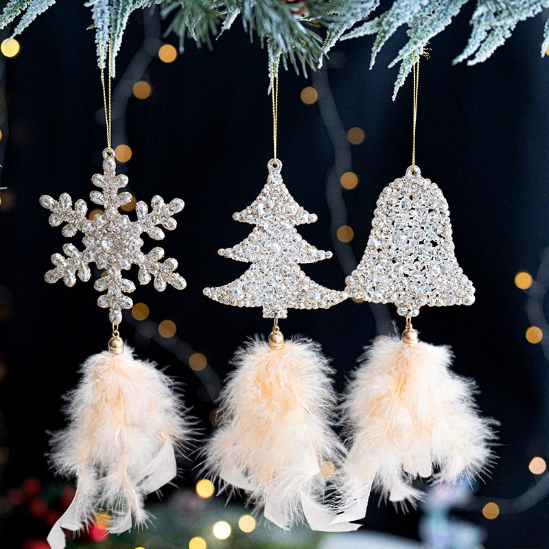 1Pc Atmosphere Holiday Feather Pendant Christmas Pendant Gift Christmas Feather Decoration Christmas Elements