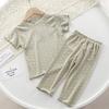 2Pcs/Set Korean Version of Summer Girls Short Sleeved Top Suit Comfortable Air Conditioning Suit Baby Girl Ice Silk Polka Dot Home Clothes