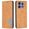 For Motorola Edge 50 Pro 5G Case PU Leather Rhombus Phone Cover with Card Slots