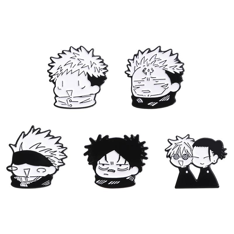 Jujutsu Kaisen Niedliches Yuji & Gojo Brosche Set – Cartoon Anime Anstecknadel