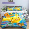 Pikachu Patterned Pillowcase & Duvet Cover Set Decor Anime Bedding for Bedroom Use Premium Gift for Anime Collectors.-TING