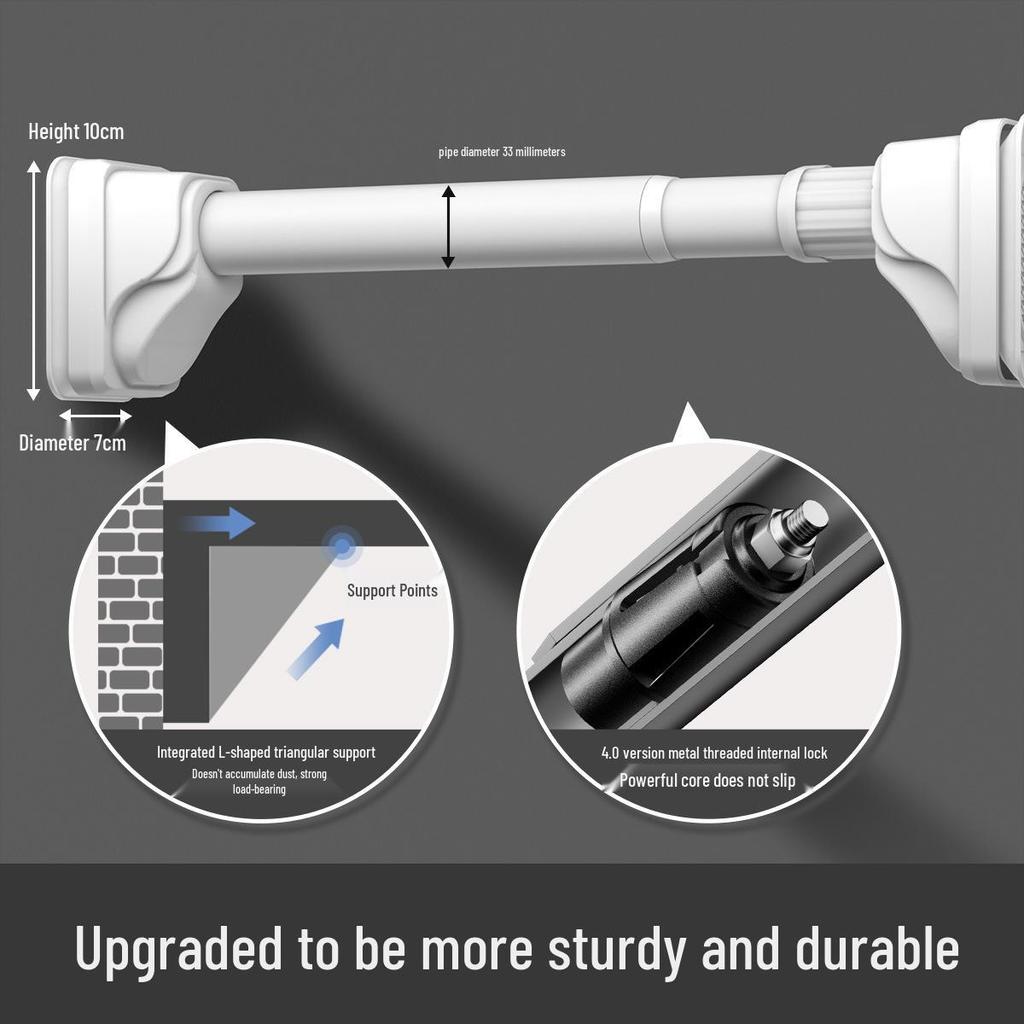 No-Drill Retractable Clothes Drying Rod for Curtain and Wardrobe Support - Nail-Free Bathroom or Shower Drying Rack.