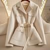 Early Autumn Apricot Women's Slimming Coat - Elegant, Chic, and Stylish Short Top