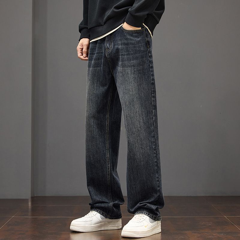 American Retro Straight Jeans Men's Autumn New Loose Wide-leg Trousers Casual Men's Trousers