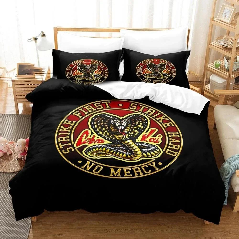 3D Print Cobra Kai Karate Beddengoedset Dekbedovertrek Bedset Quiltovertrek Kussensloop Dekbed King Queen Size Jongens Volwassen Beddengoed