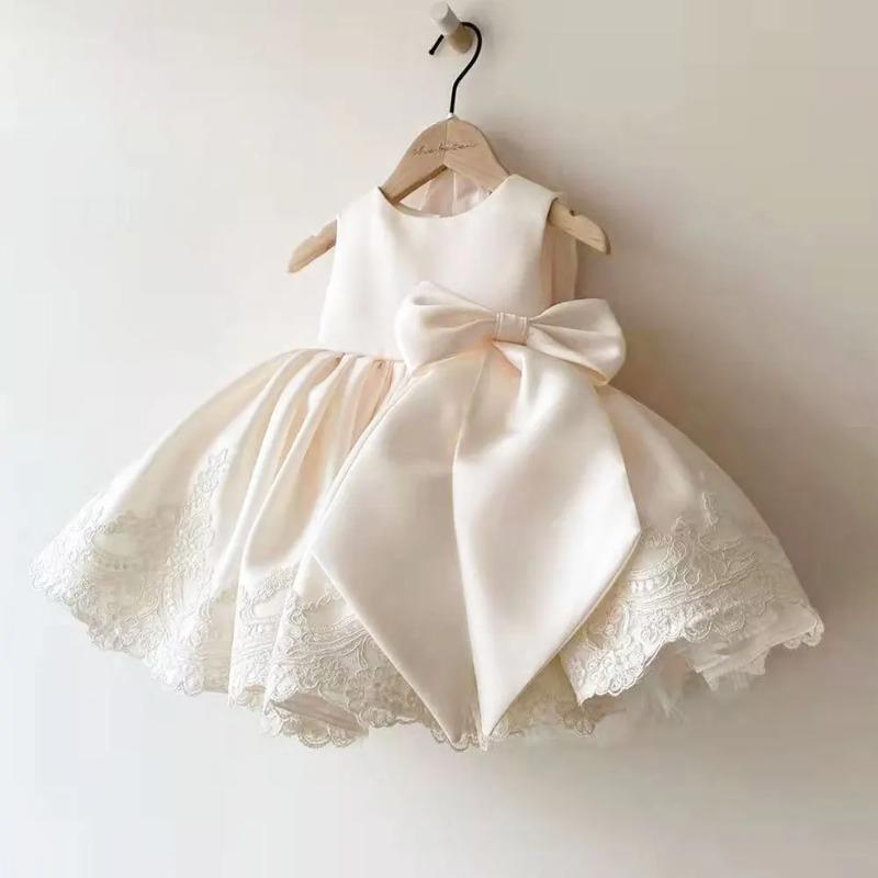 Elegant Dresses Girls Christmas Solid Lace Girl Party Dress Princess Birthday Wedding Costume Clothes