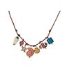 Braided Cord Shell Necklace Coastal Neckchain With Ceramic Ocean Details for Beach Vacation, Resort Wear and Casual Use