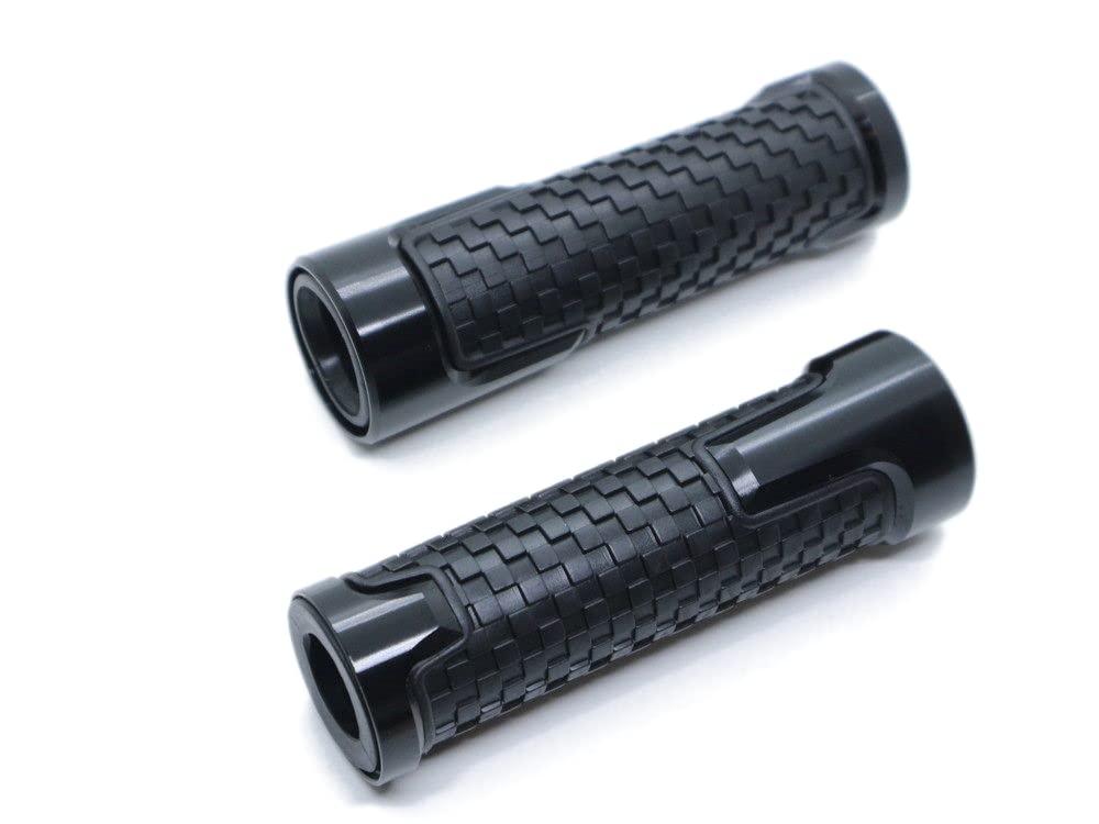 Beatus Aluminum & Rubber Handle Grip Motorcycle Bike 22.2mm Universal Left and Right Set Type B (Black)