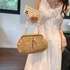 Damen Stroh Umhängetasche Clutch Tasche Weben Schultertasche Vielseitig Kleine Perlen Handtasche Rattan Boho Sommer Strand Gewebte Tasche