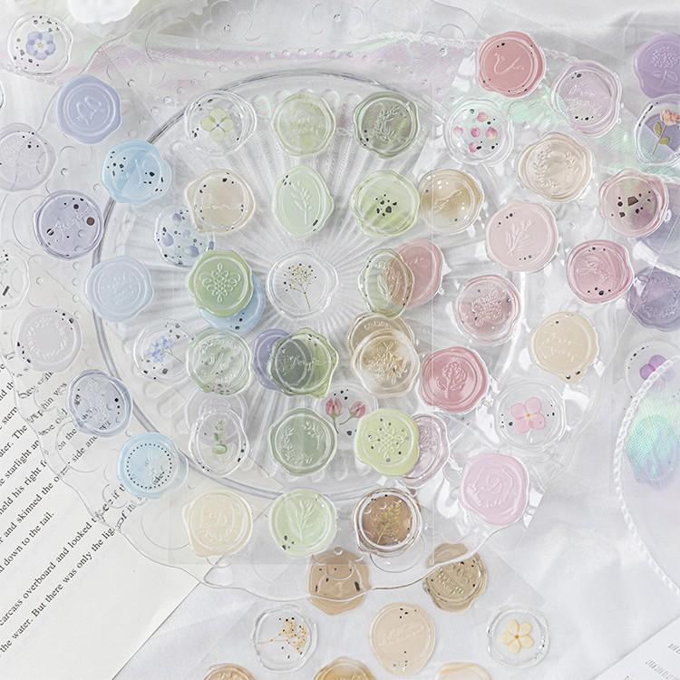 18pcs/20pcs Bag Wax Seals Stamp Sticker for Kid Vintage European Style Candy Color Sticker for Children DIY Decroative Scrapbook