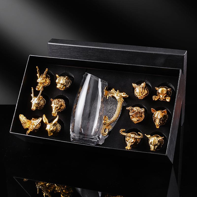 Zodiac Wine Set Baijiu Cup One Cup Strong Glass Wine Crystal Glass Small Wine Glass 1 Two Cups Can Be