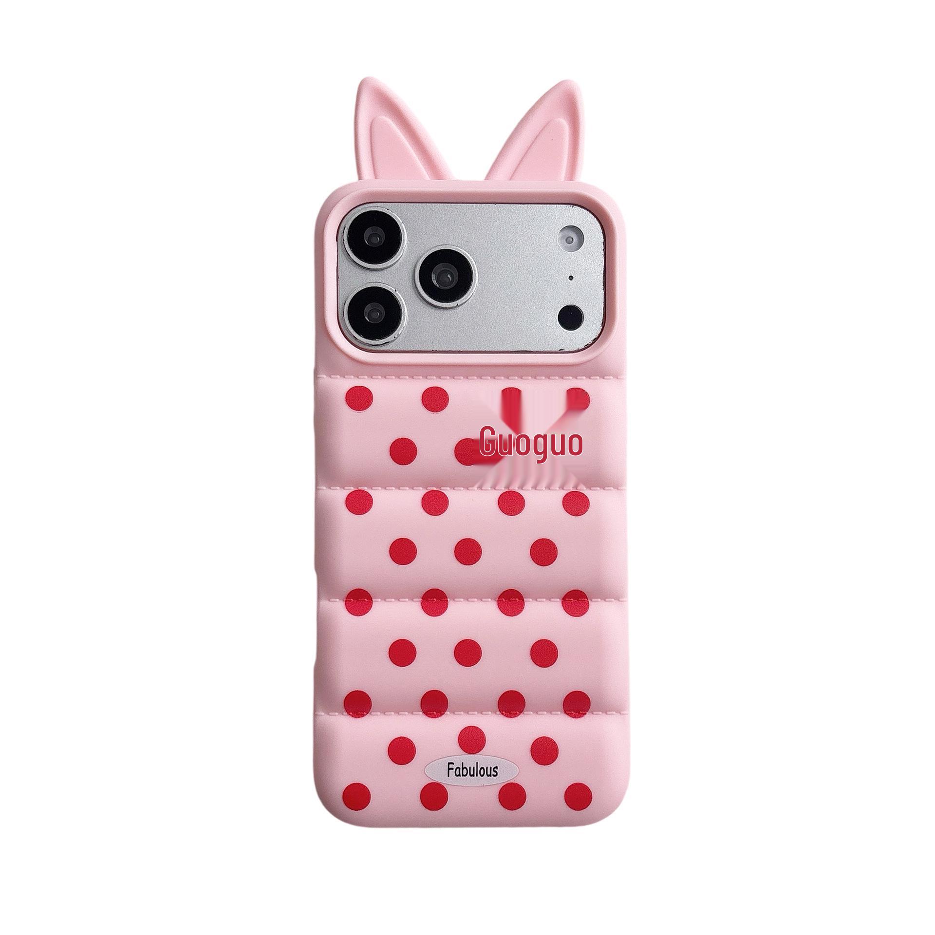 

Cartoon Fox Ear Down Jacket for Apple 16 Pro Max/14 Pro Max Drop-Proof Phone Case iPhone 15 Pro Max